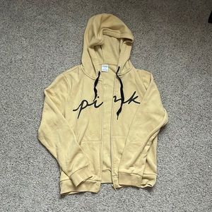 PINK Yellow Hooded Zip-Up